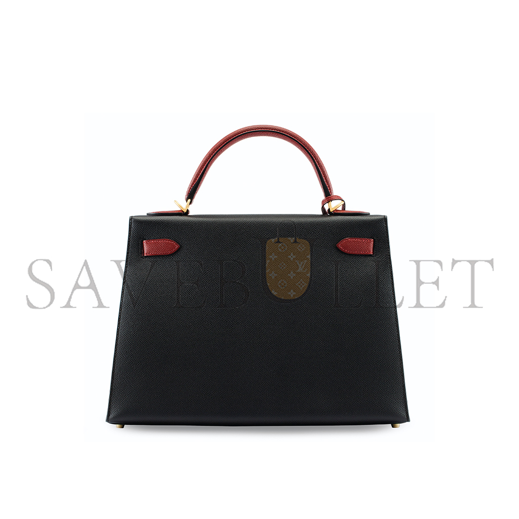 HERMÈS MASTER BLACK & ROUGE H EPSOMKELLY 28 GOLD HARDWARE (28*22*10cm) 